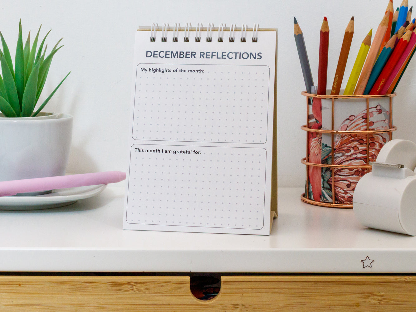 2026 Colourful Mini Desk Calendar with Journal Prompts