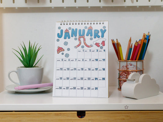 2026 Colourful Desk Calendar with Journal Prompts