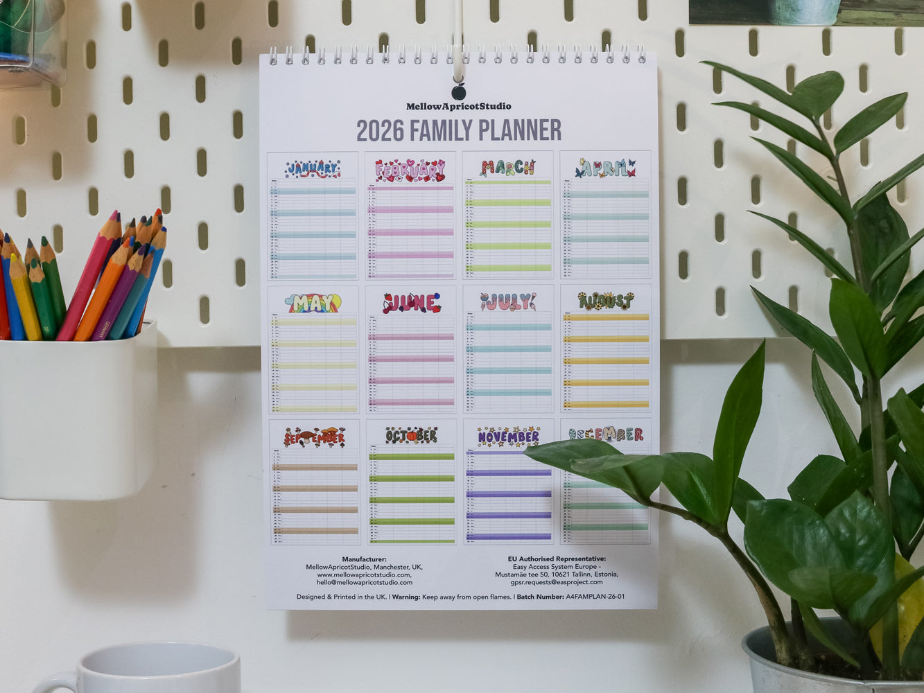 2026 Colourful A4 Family Planner