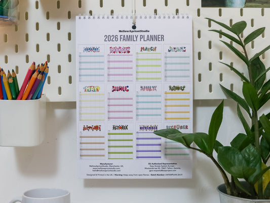 2026 Colourful A4 Family Planner