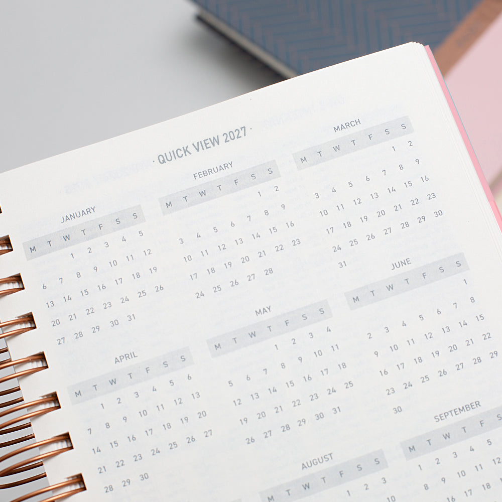 Matilda Myres | 2027 Diary - A5 Daily Planner with Rose Gold Wiro | Day-to-Page