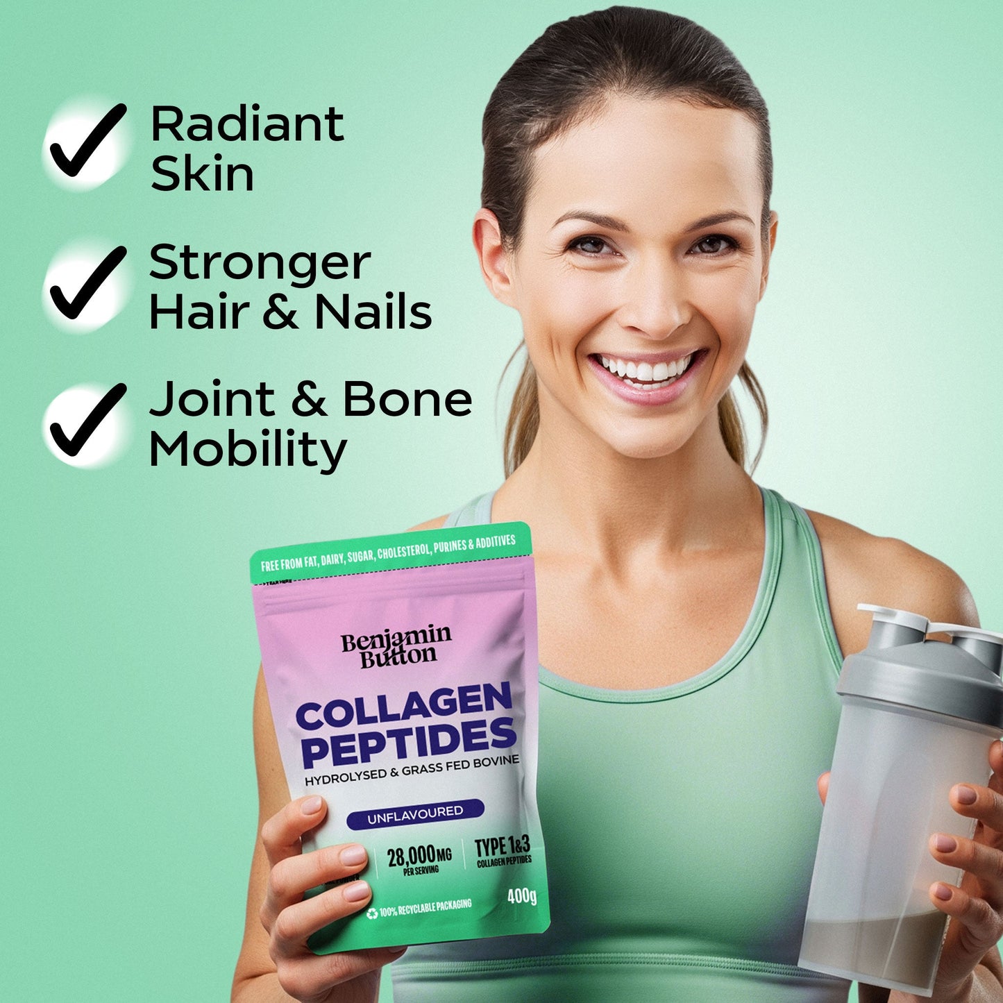 Benjamin Button Bovine Collagen Peptides Powder – 400g – Unflavoured