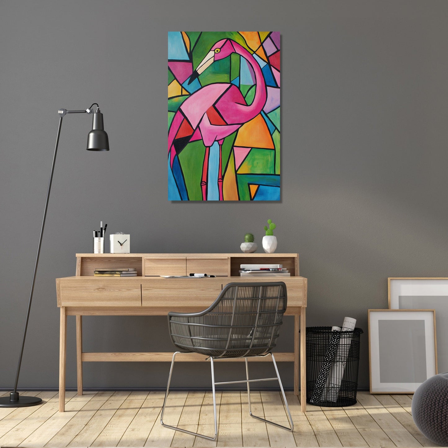 Geometric Flamingo Canvas