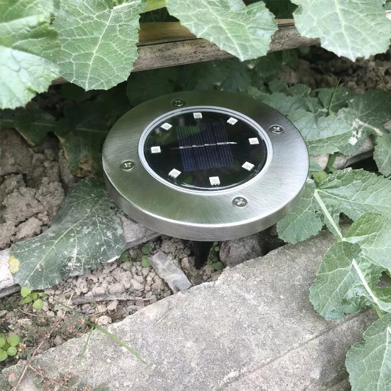 Silver LED Solar Ground Stake Lights - Warm White IP65 Waterproof