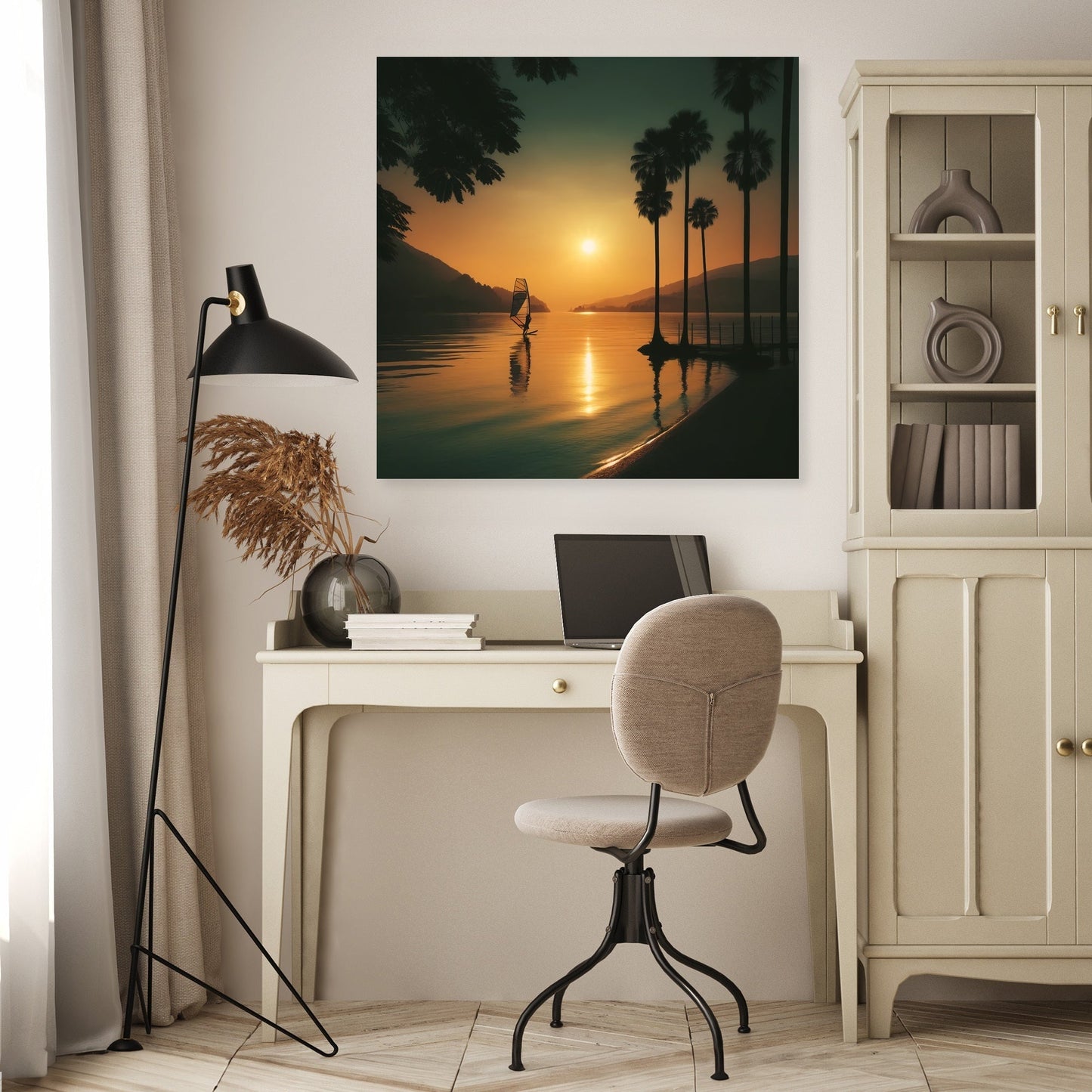 Lakeside Dusk Solitude Canvas