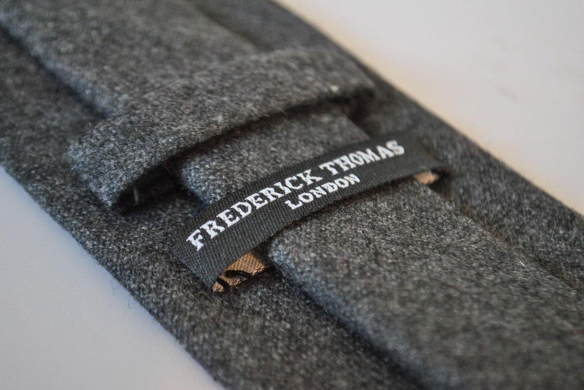 Extra long plain dark grey wool tie