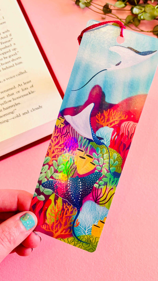 Manta Ray Ocean Holographic Bookmark