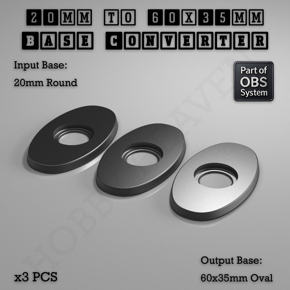 Round To Oval Bases Size Converters 3d Print Full Range