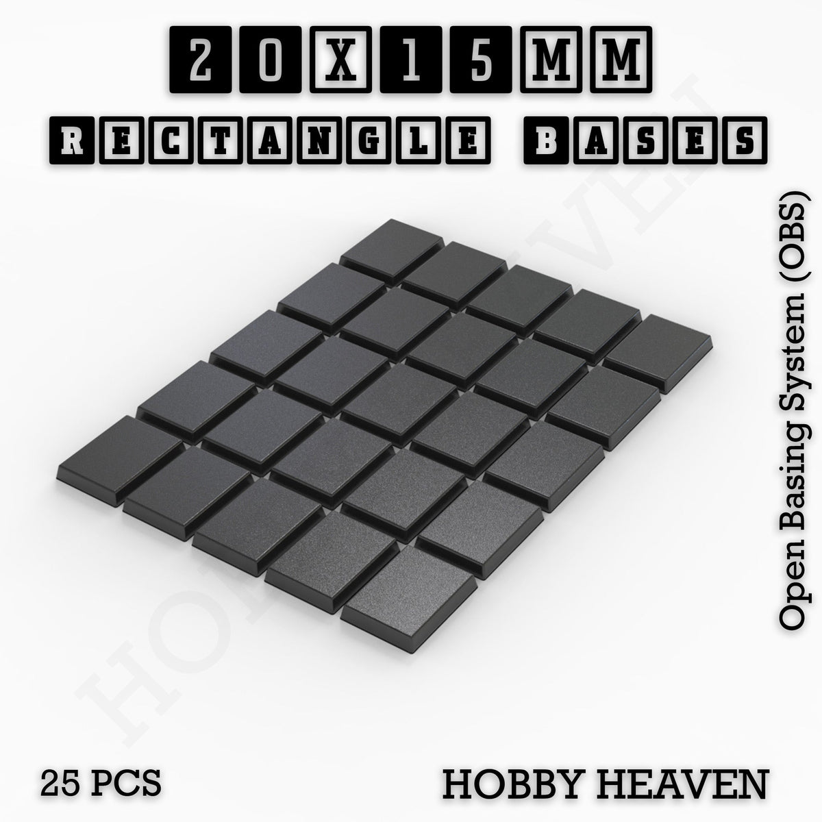 Rectangle Bases Small Sizes - 20x15mm to 75x25mm and up to 60x50mm Wide - 3D Print Tabletop Games