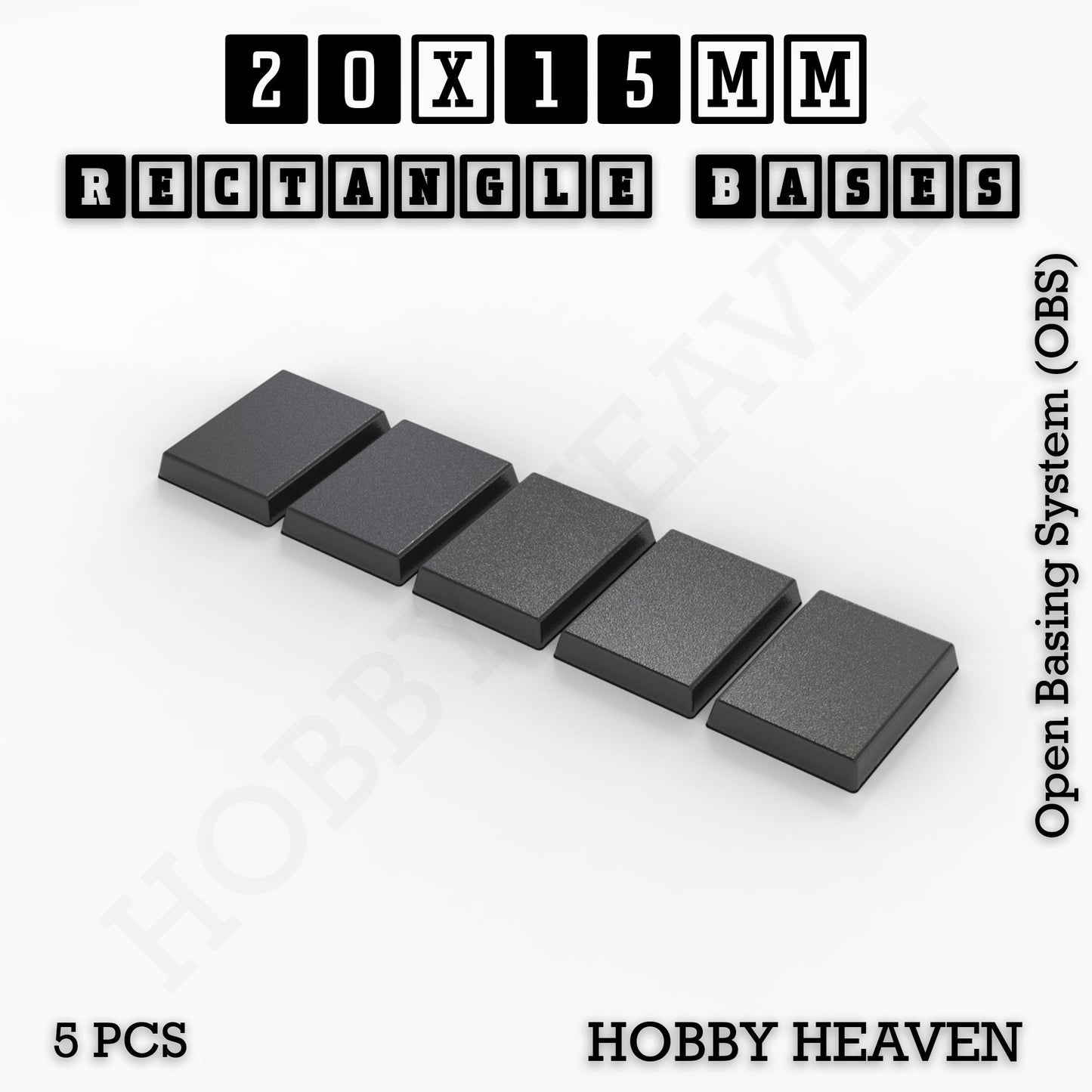 Rectangle Bases Small Sizes - 20x15mm to 75x25mm and up to 60x50mm Wide - 3D Print Tabletop Games