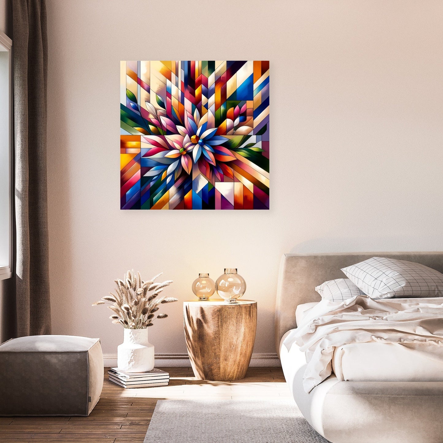 Geometric Floral Fusion Canvas
