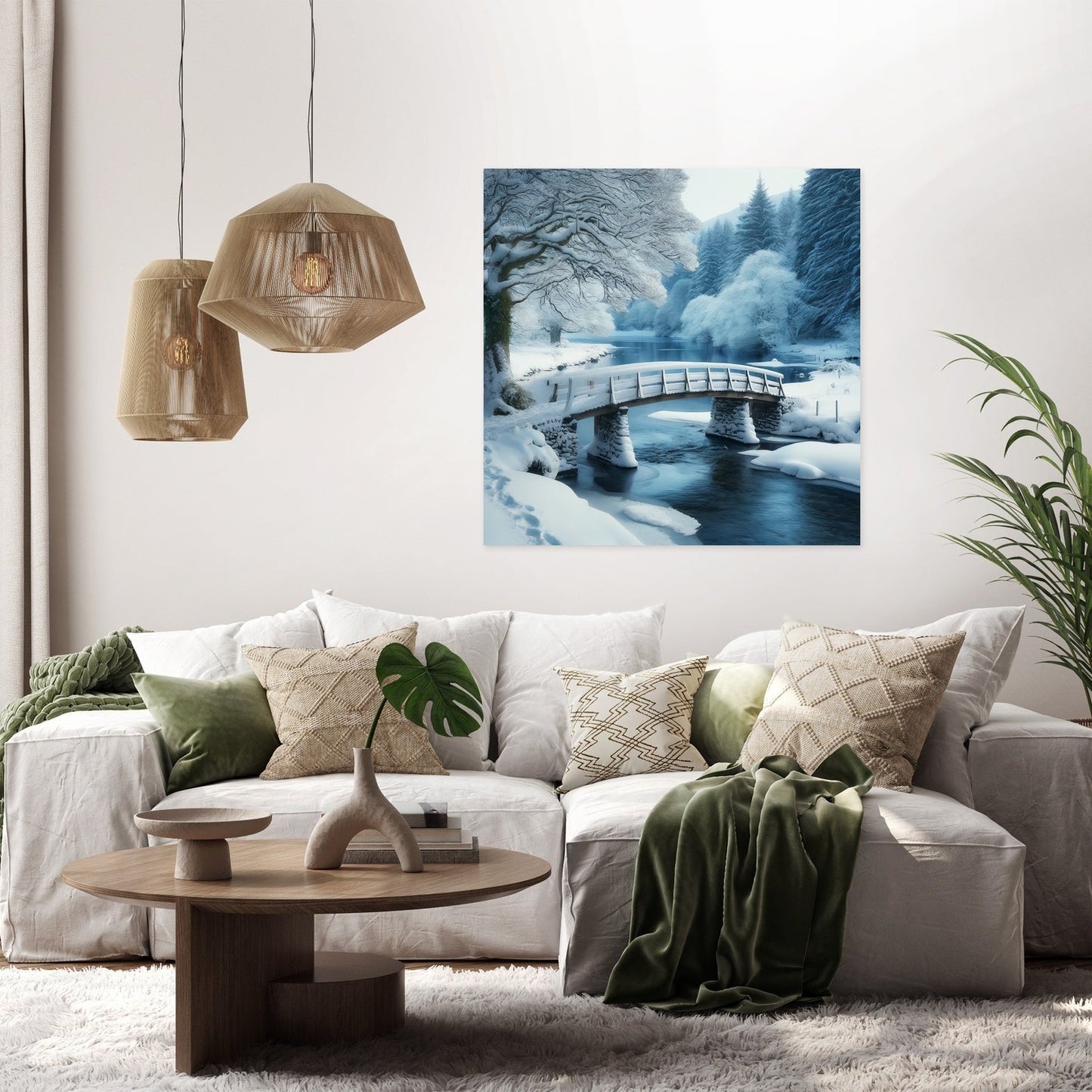 Winter Bridge Tranquility Canvas