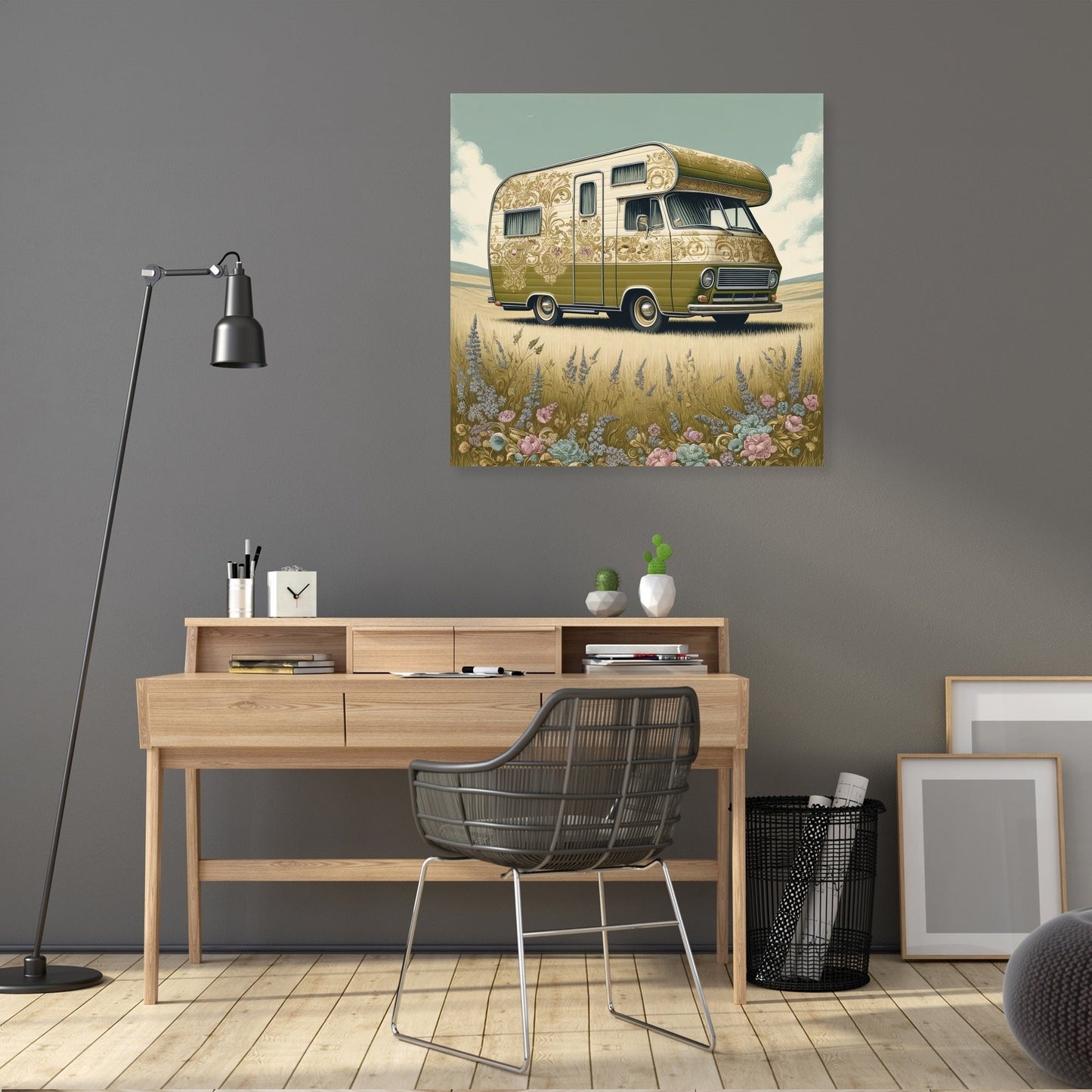 Retro Flower Camper Canvas