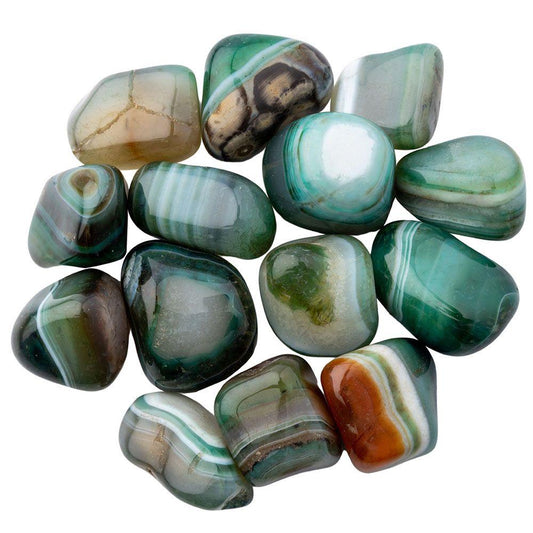 Agate Banded Green Medium Tumblestone 20-30mm