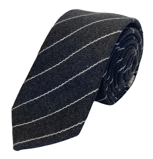 grey and white striped  tie