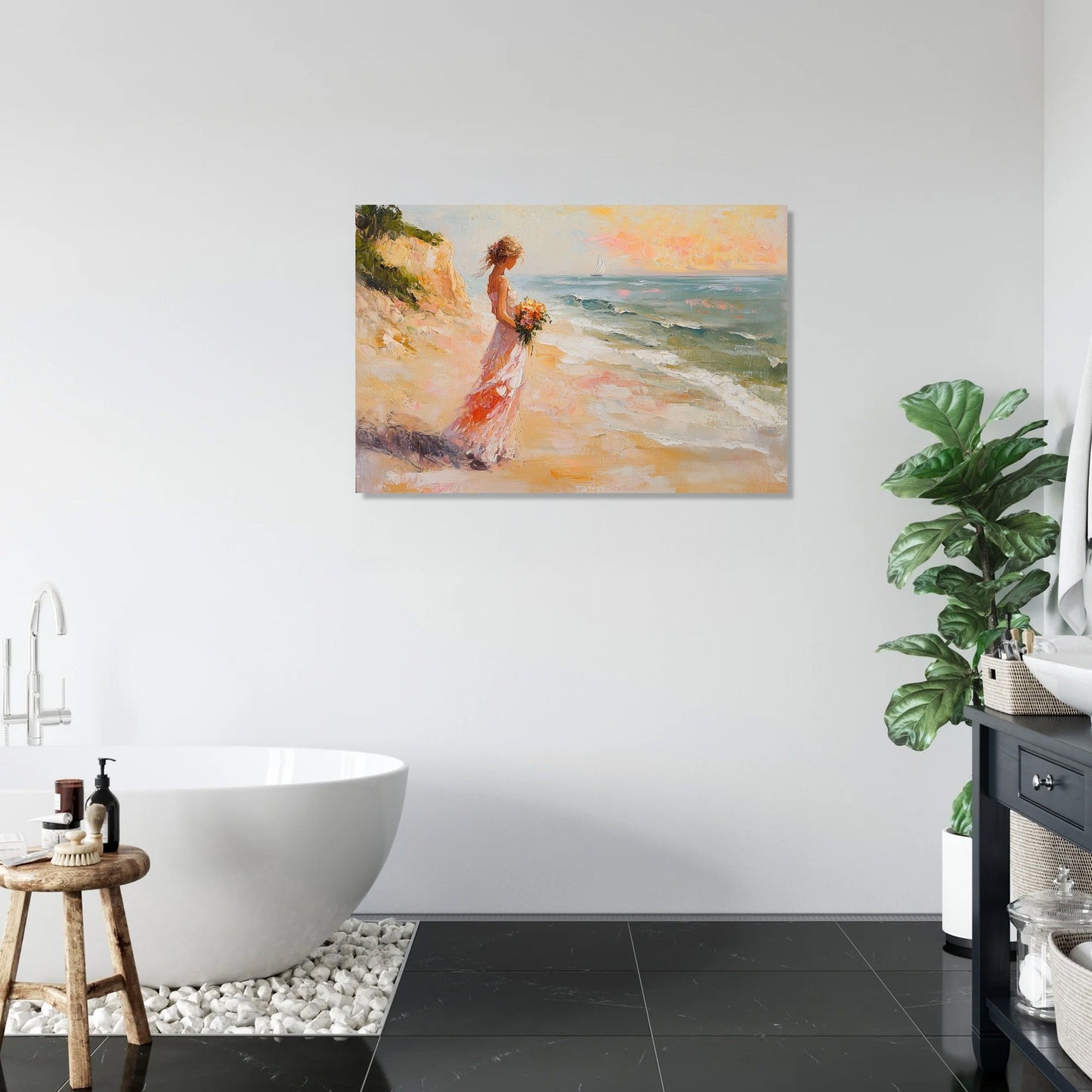 Melancholic Sunrise Shoreline Canvas