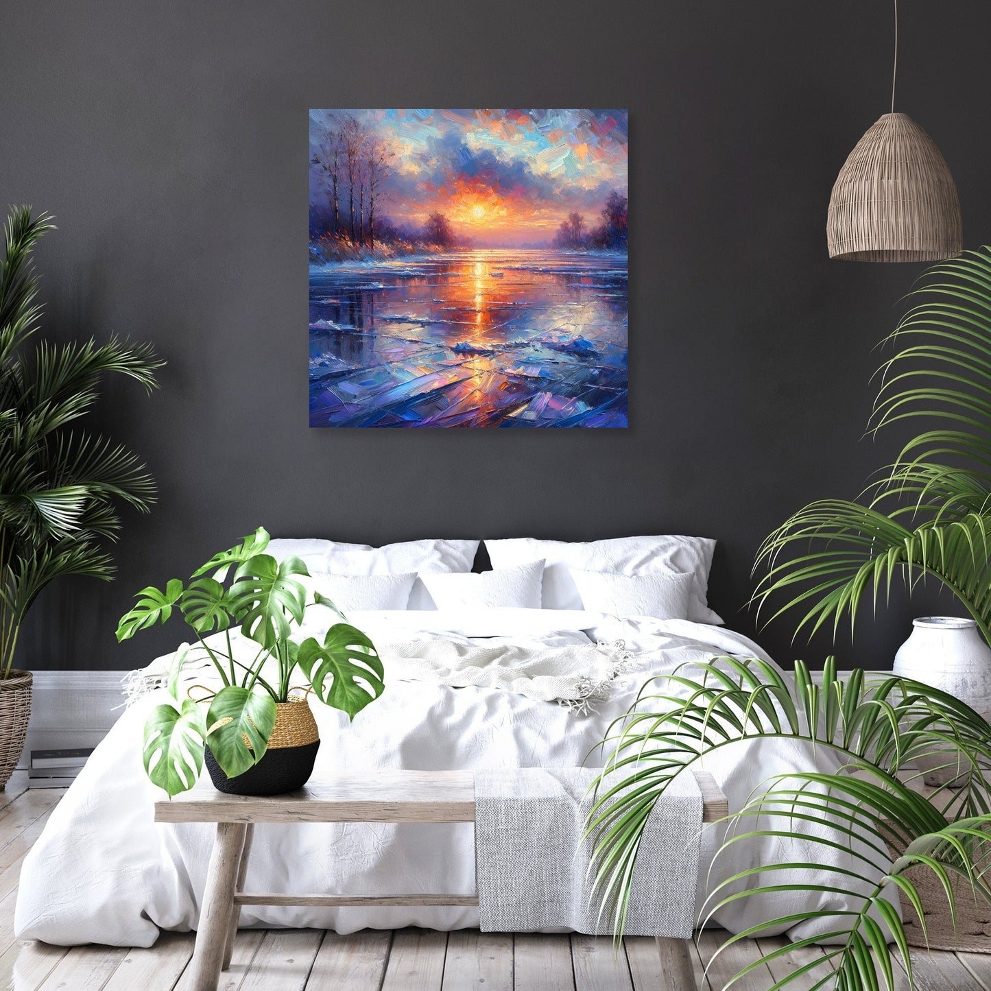 Sunset Serenity on Ice Canvas