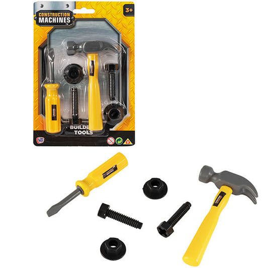 Children's Plastic Builder's Tools Toy Playset with 6 Pieces