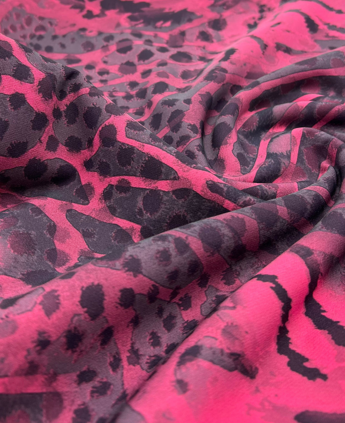 Hot Pink Animal Compact Crepe Fabric 2 Way Stretch