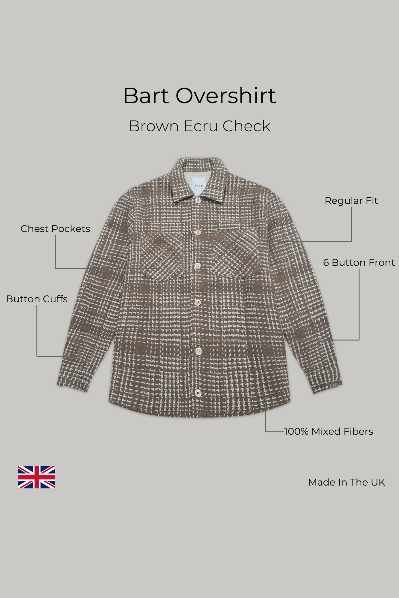 Bart Overshirt - Brown Ecru Check