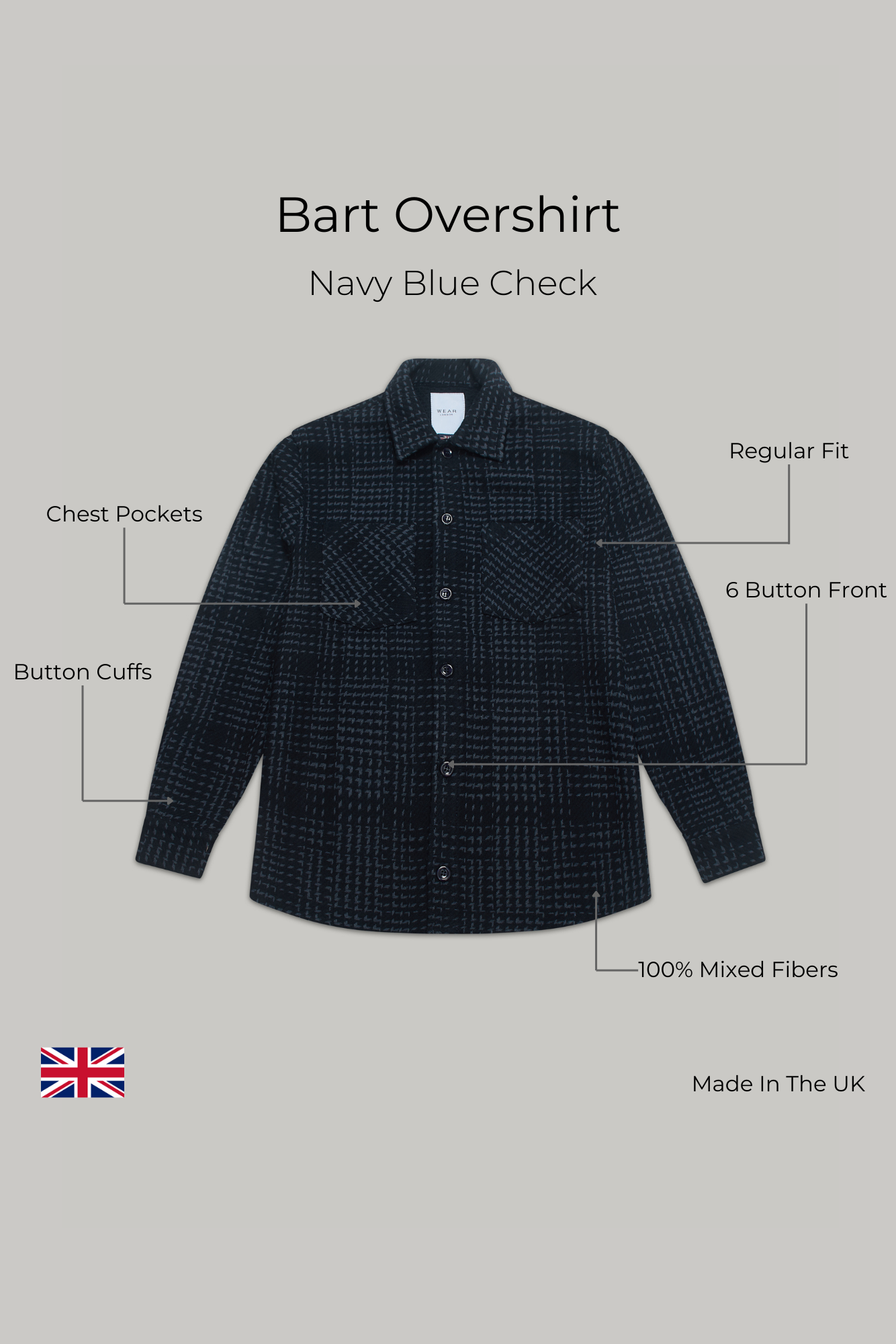 Bart Overshirt - Navy Blue Check