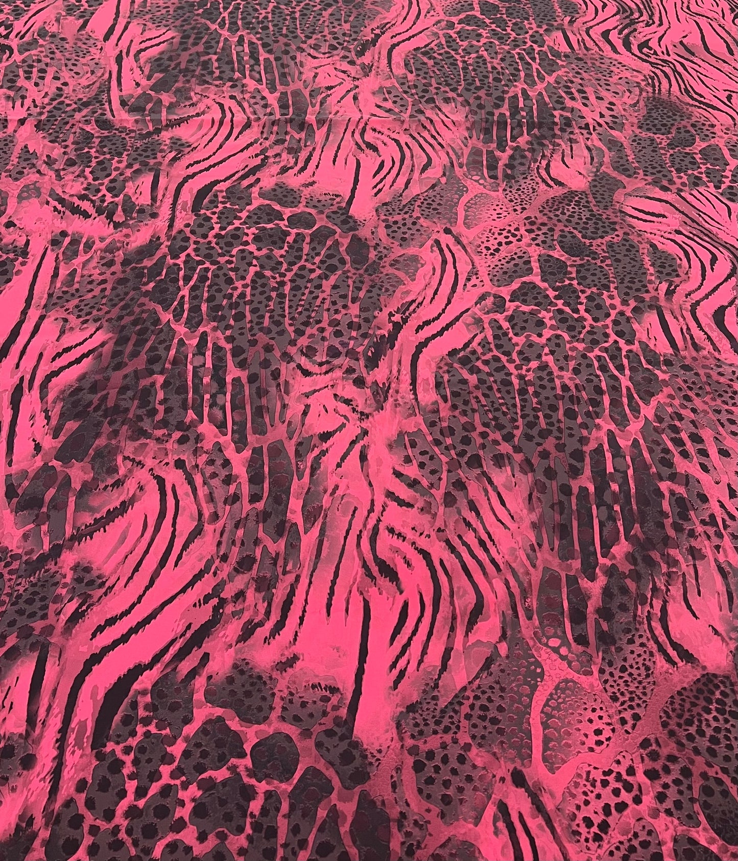 Hot Pink Animal Compact Crepe Fabric 2 Way Stretch