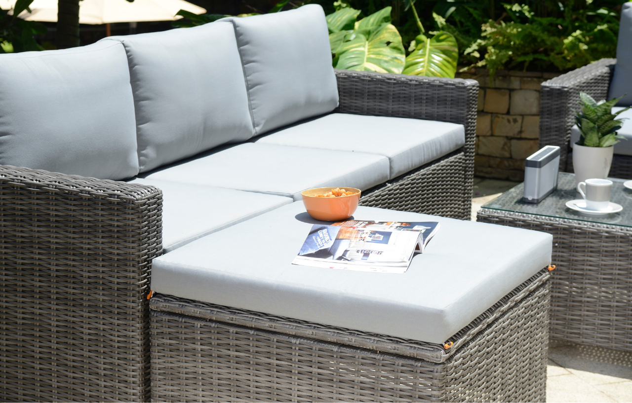 Marbella Grey 5 Seater Chaise Garden Sofa and Armchair Lounge Set