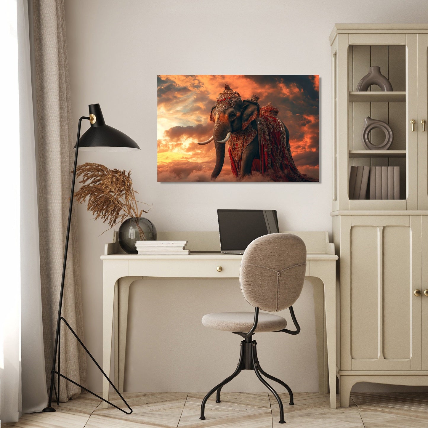 Majestic Sunset Elephant Canvas