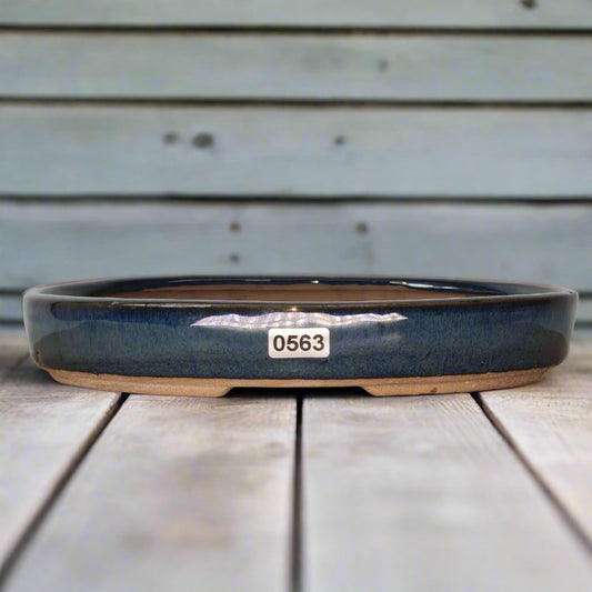 21cm Glazed Bonsai Pot | Oval | 21cm x 16cm x 3cm | Blue