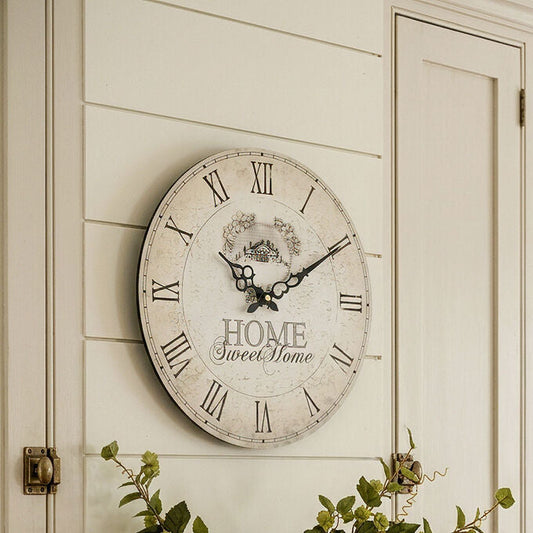 34cm Dia Round Wall Clock | Home Sweet Home