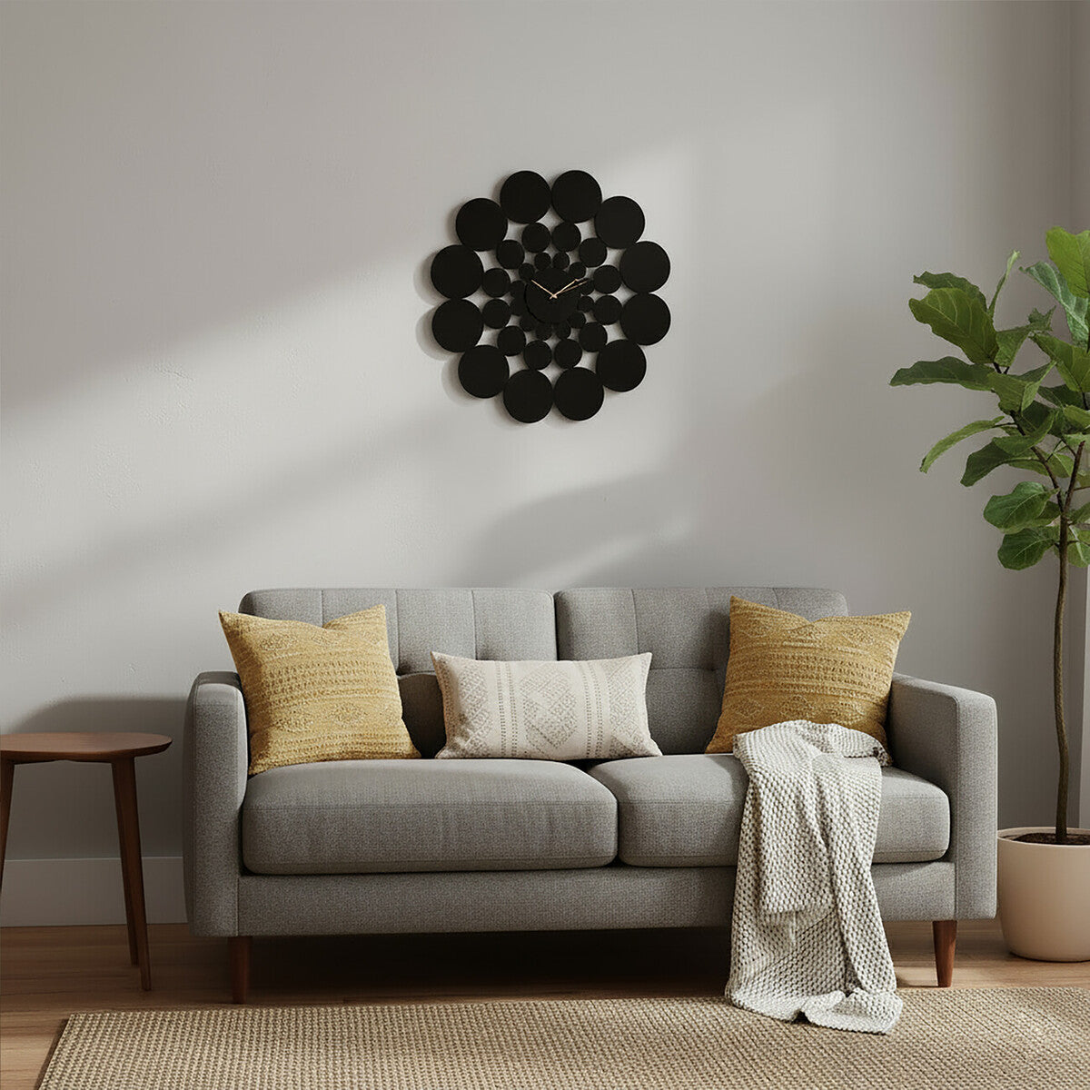 Ezell Black Discs Design Wall Clock