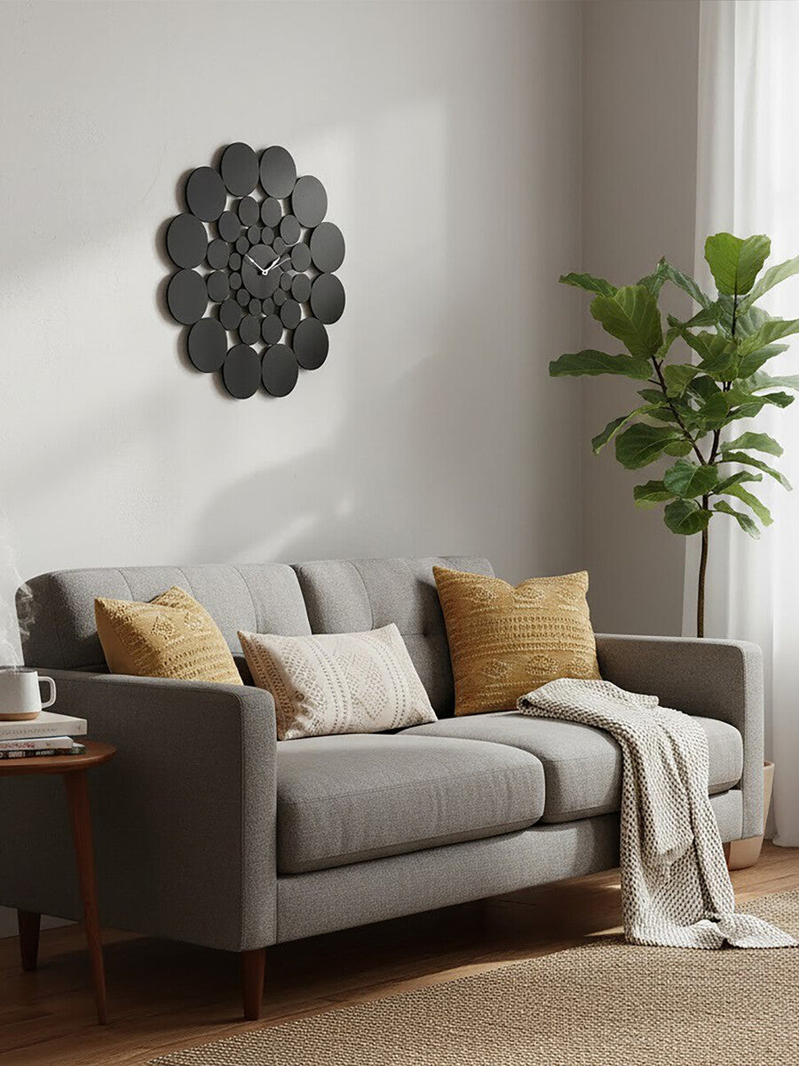 Ezell Black Discs Design Wall Clock
