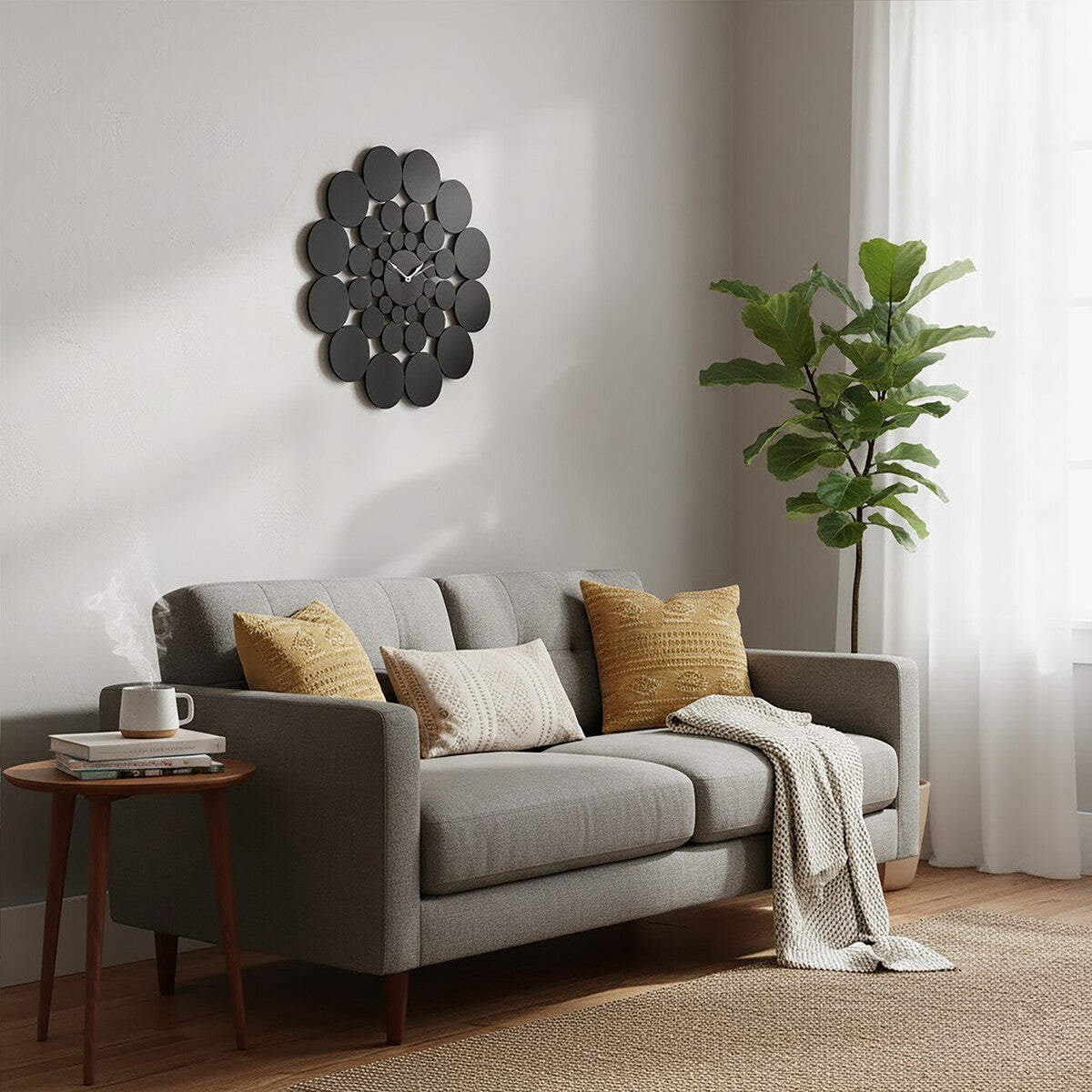 Ezell Black Discs Design Wall Clock