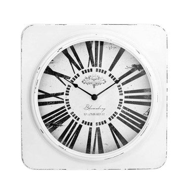 White Antique Finish Wall Clock | Cheston