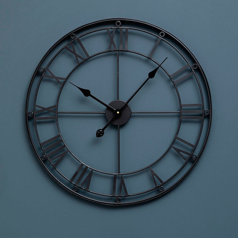 Baywood 59cm Dia Matt Black Metal Wall Clock