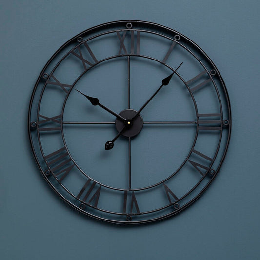 Baywood 59cm Dia Matt Black Metal Wall Clock