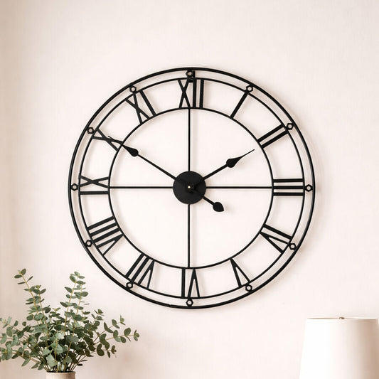 Baywood 59cm Dia Matt Black Metal Wall Clock