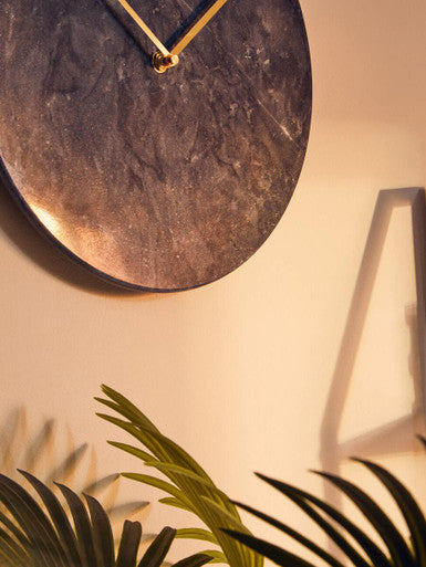 30cm Dia Black Marble Wall Clock | Lamonte
