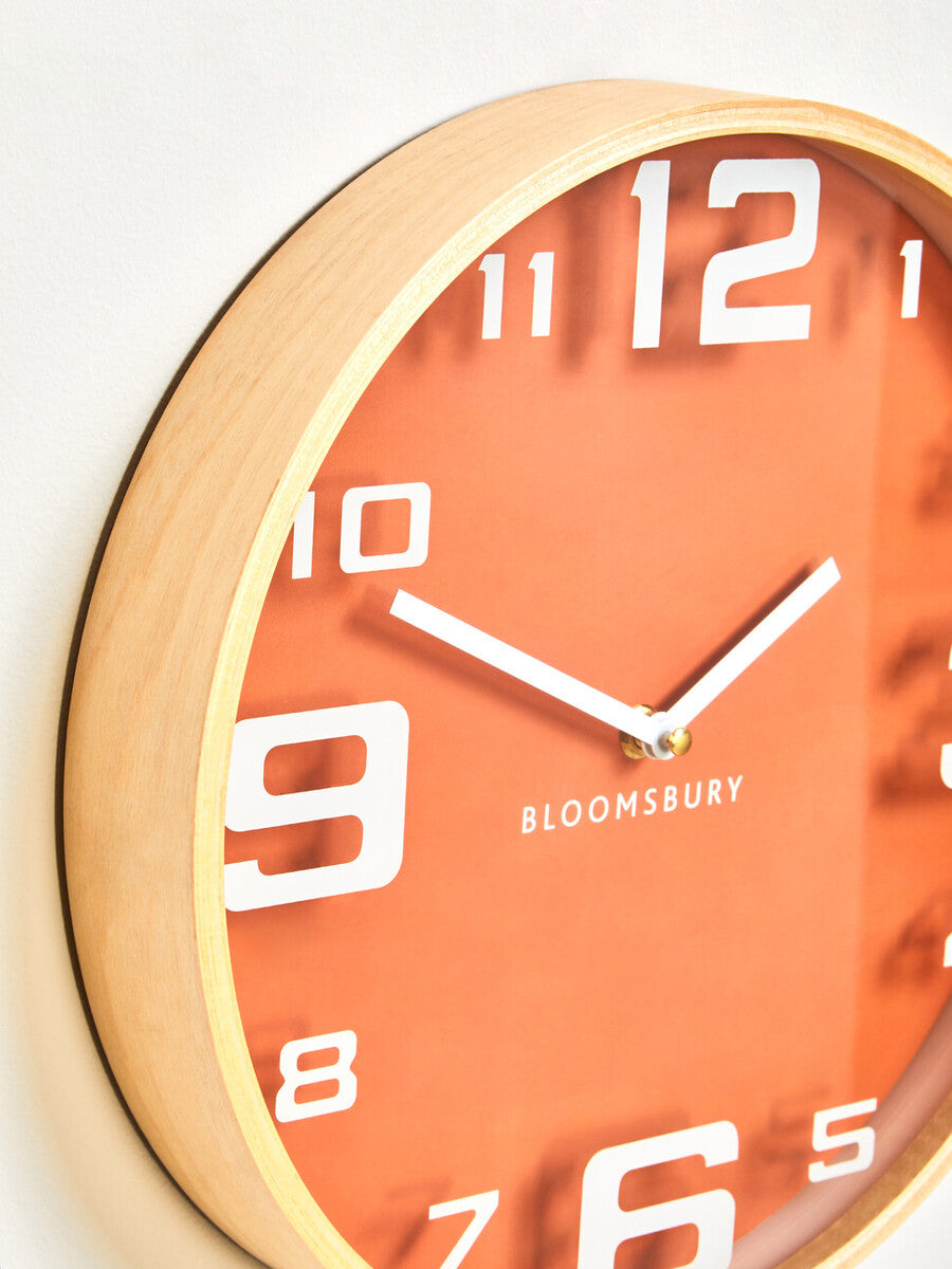 Vitus Orange Wood Large Numbers Wall Clock