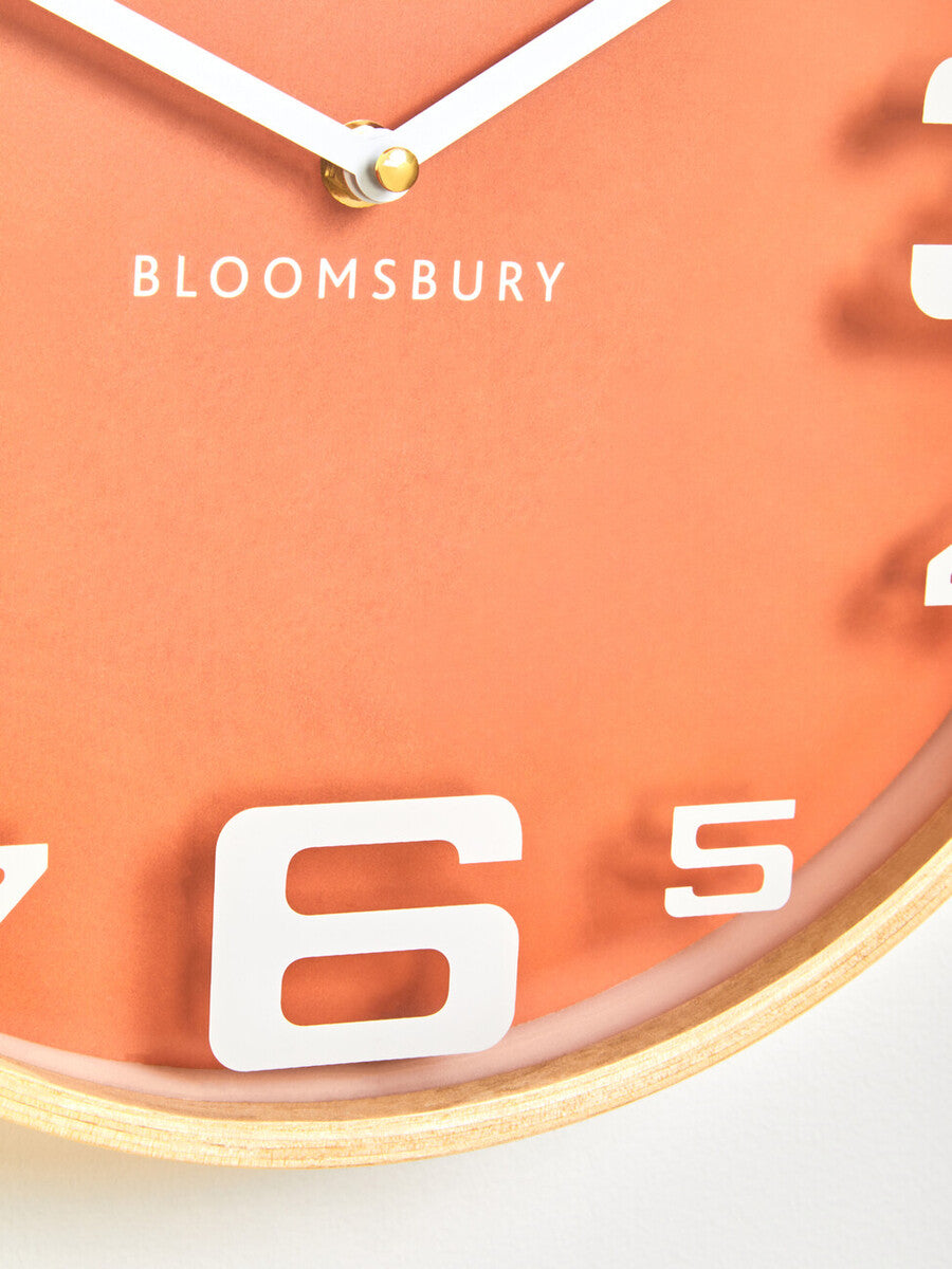 Vitus Orange Wood Large Numbers Wall Clock