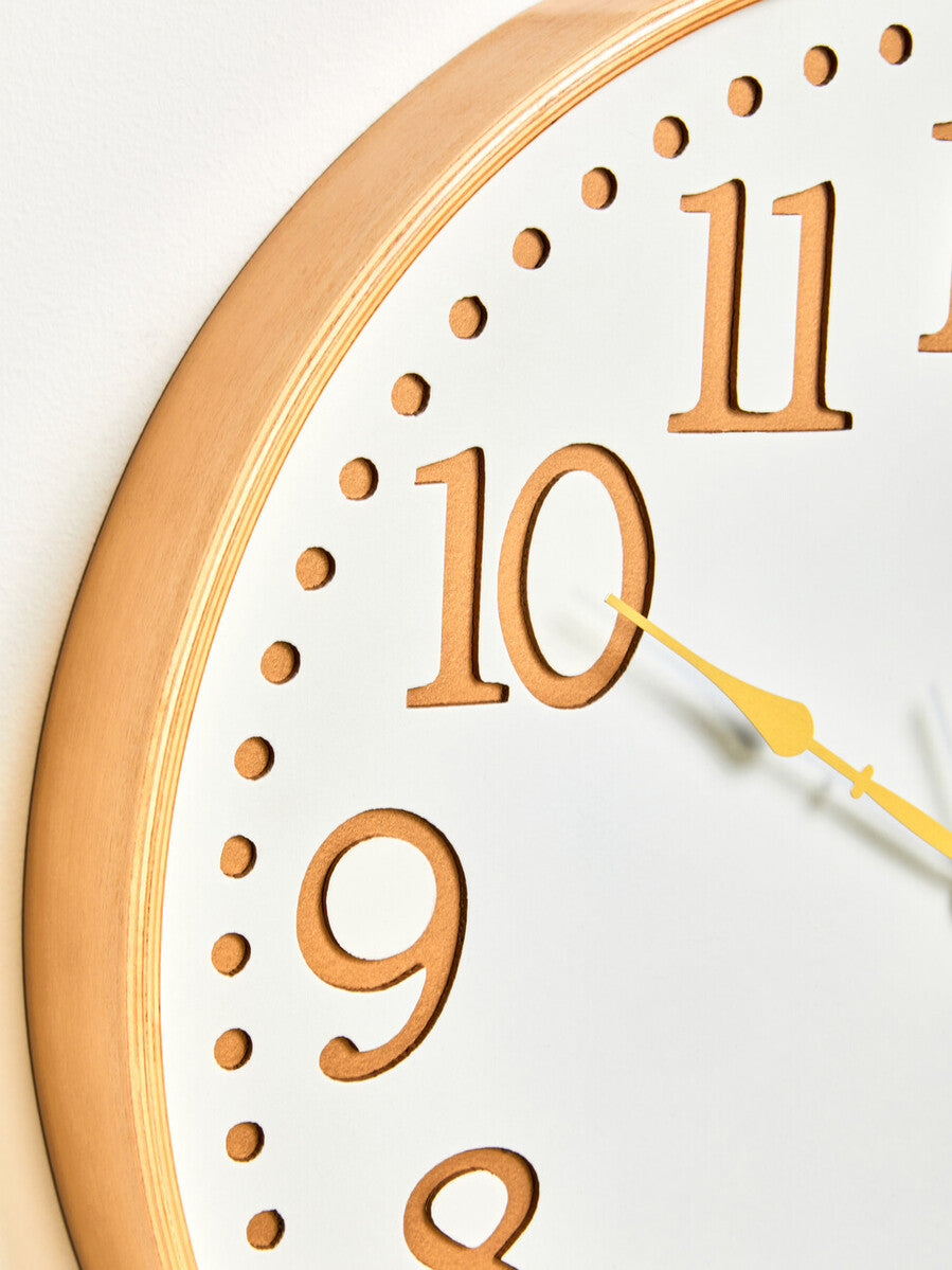 Vitus White Wood With Gold Numbers Wall Clock
