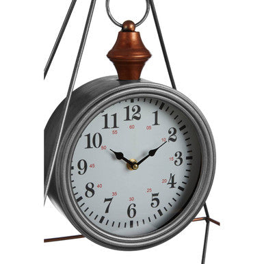 Antique Silver Finish Table Clock | Hayden