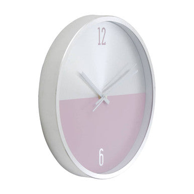 30cm Dia Silver and Pink Finish Wall Clock | Elko