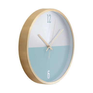 30cm Dia Silver Gold and Blue Finish Wall Clock | Elko