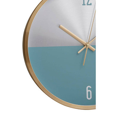 30cm Dia Silver Gold and Blue Finish Wall Clock | Elko