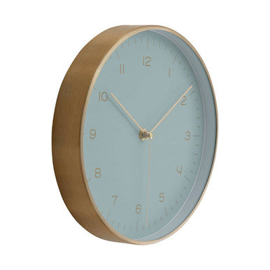 Elko 25cm Dia Gold and Mint Green Finish Wall Clock