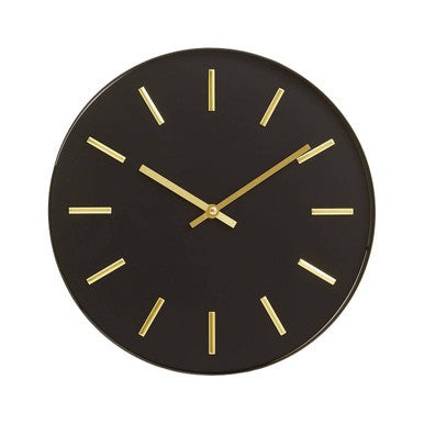 Vitus 30.5cm Dia Black and Gold Wall Clock