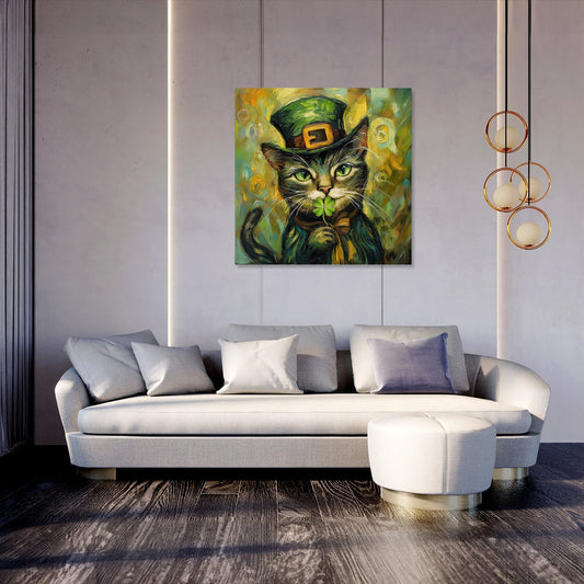 Leprechaun Cat Canvas