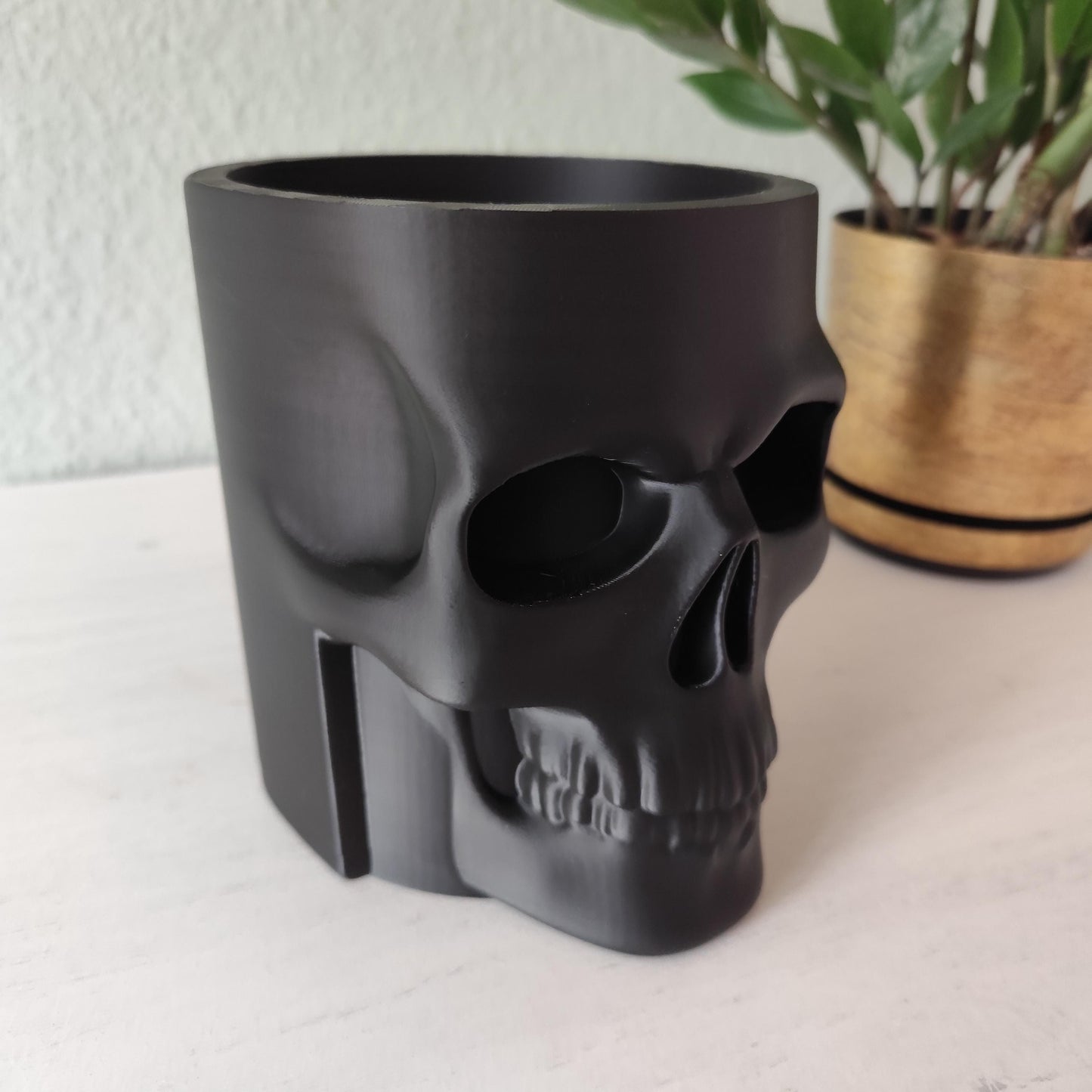 3D Printed Skull Whiskey Bottle Cooler: Gothic Bar Decor