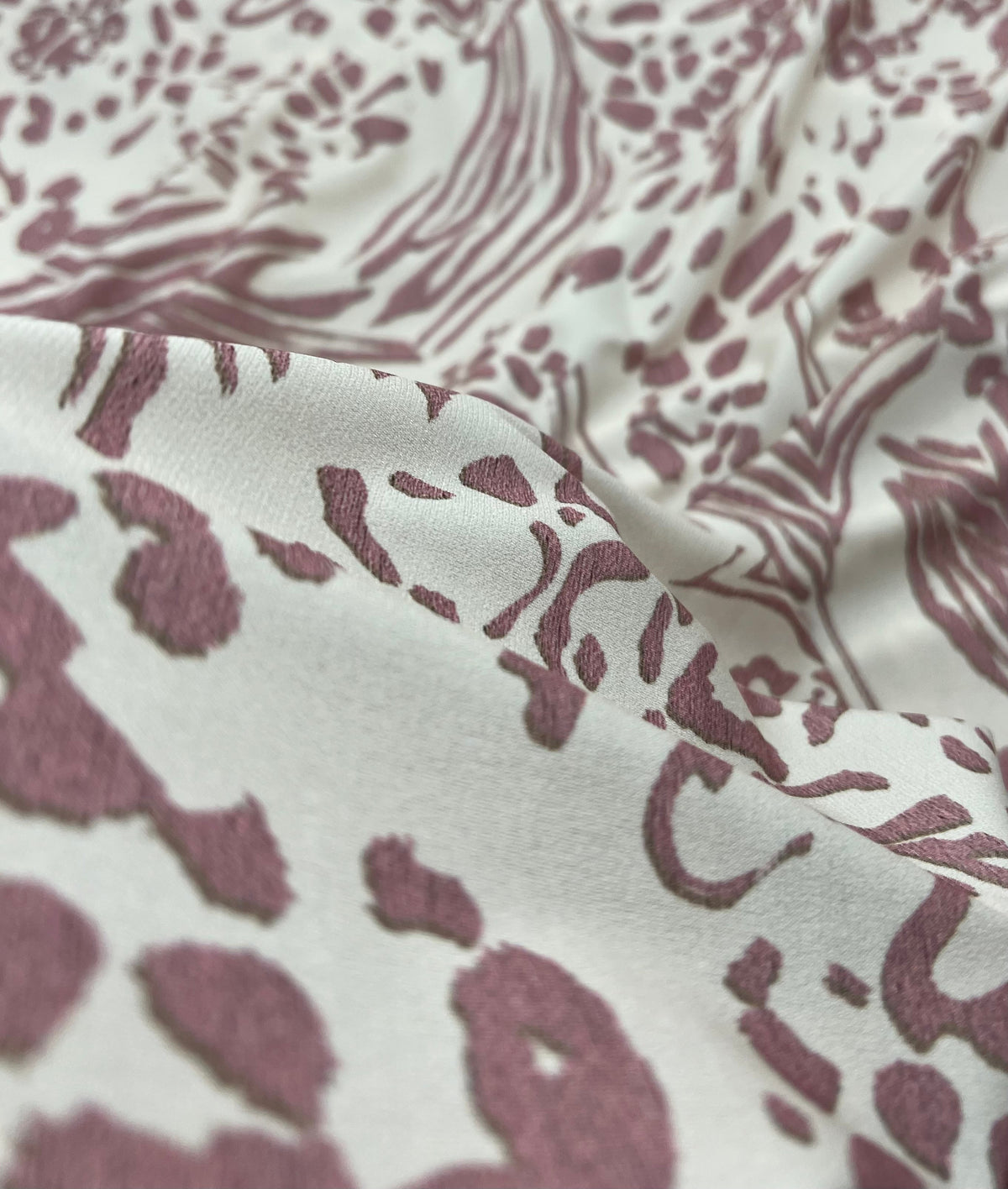 Cream Pink Animal Print ITY Fabric 2 Way Stretch